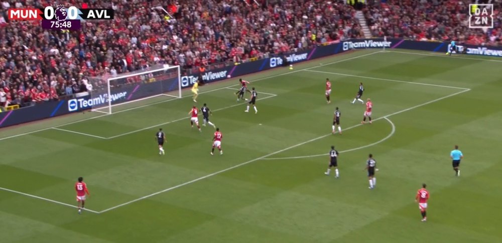 Amad Diallo strikes to give United the lead at Old Trafford. Screenshot/DAZN