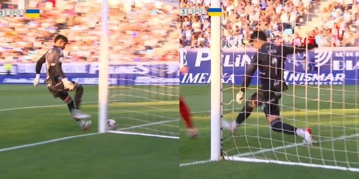 Amir falló y le regaló el gol a Zarfino. Captura/MovistarLaLiga