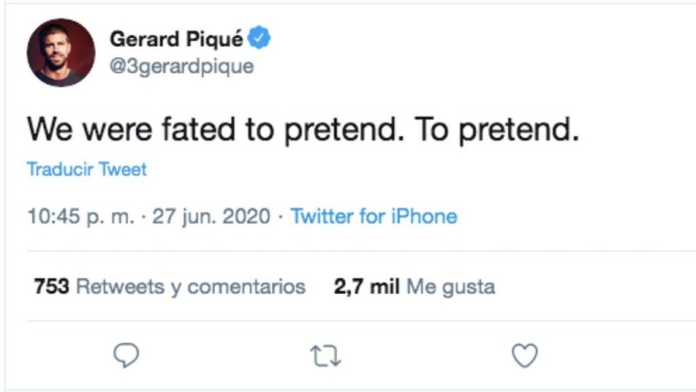 Piqué posted an enigmatic tweet. Twitter/3gerardpique