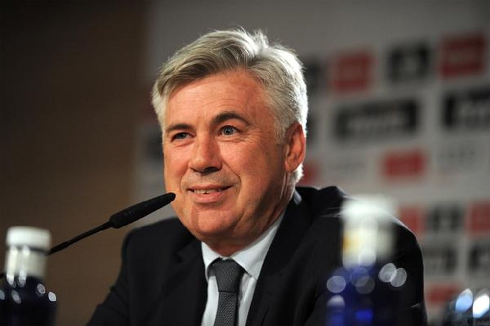 Ancelotti, durante una rueda de prensa con el Real Madrid. Twitter