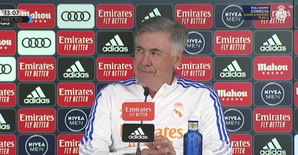 Carlo Ancelotti en conférence de presse. Captura/RealMadridTV