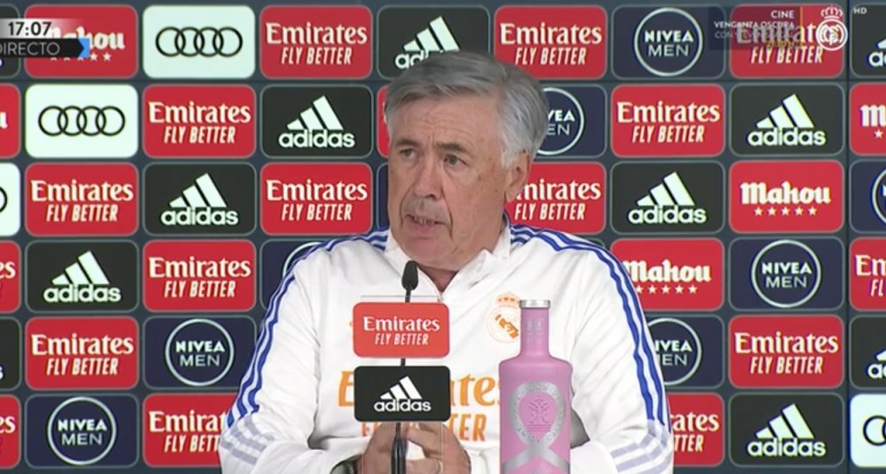 Ancelotti atendió a los medios de comunicación. Captura/RealMadridTV