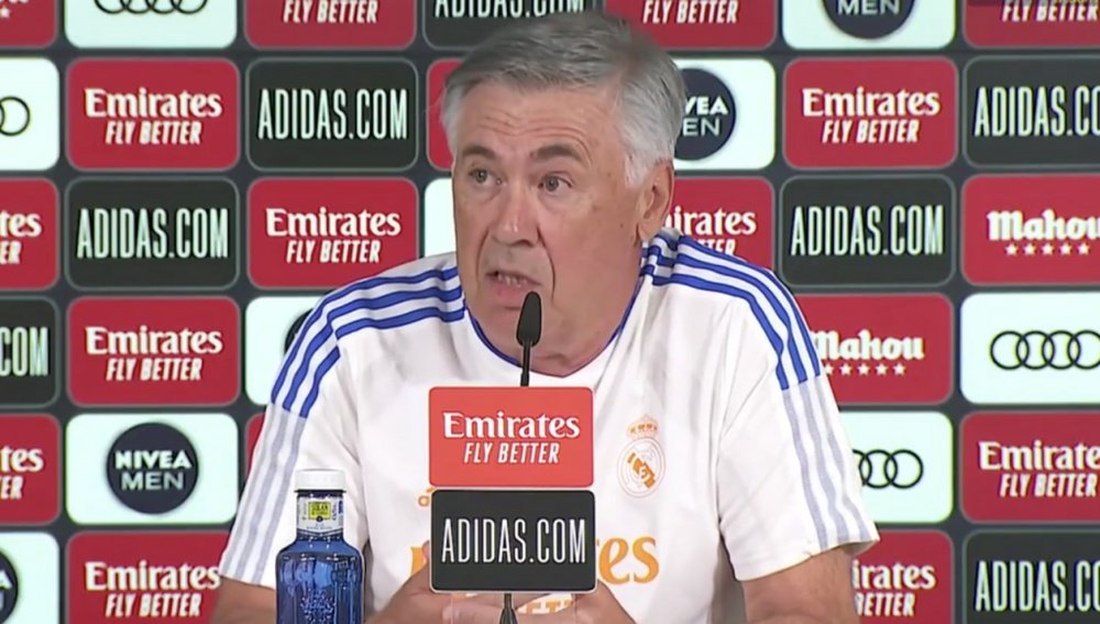 Ancelotti falou da possível estreia de Camavinga. Captura/RealMadridTV