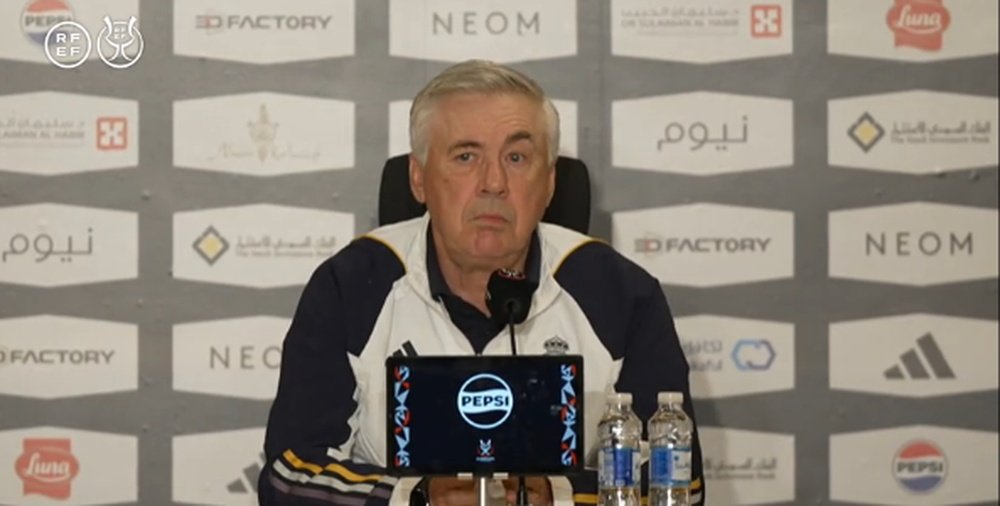 Ancelotti spoke to the media ahead of the Spanish Super Cup final. Screenshot/RealMadridTV