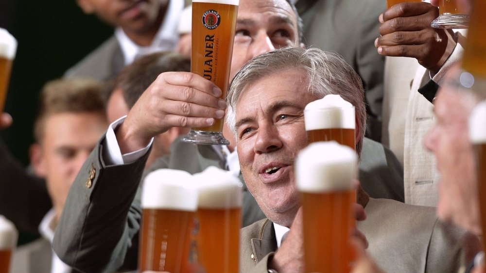 Ancelotti and his players at a public event.FCBayern
