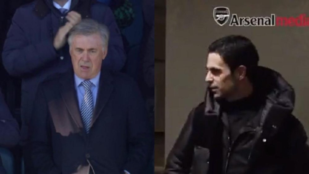Ancelotti et Arteta déjà présents...en tribunes .Captura/Telemundo/ArsenalMedia