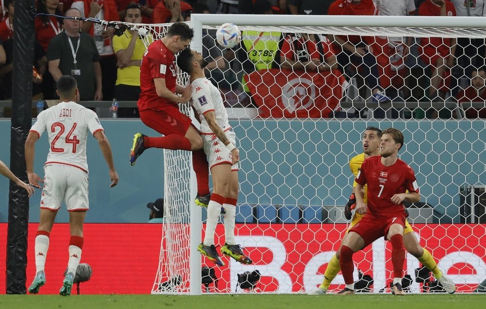 Denmark's sixth World Cup appearance was against Tunisia. EFE
