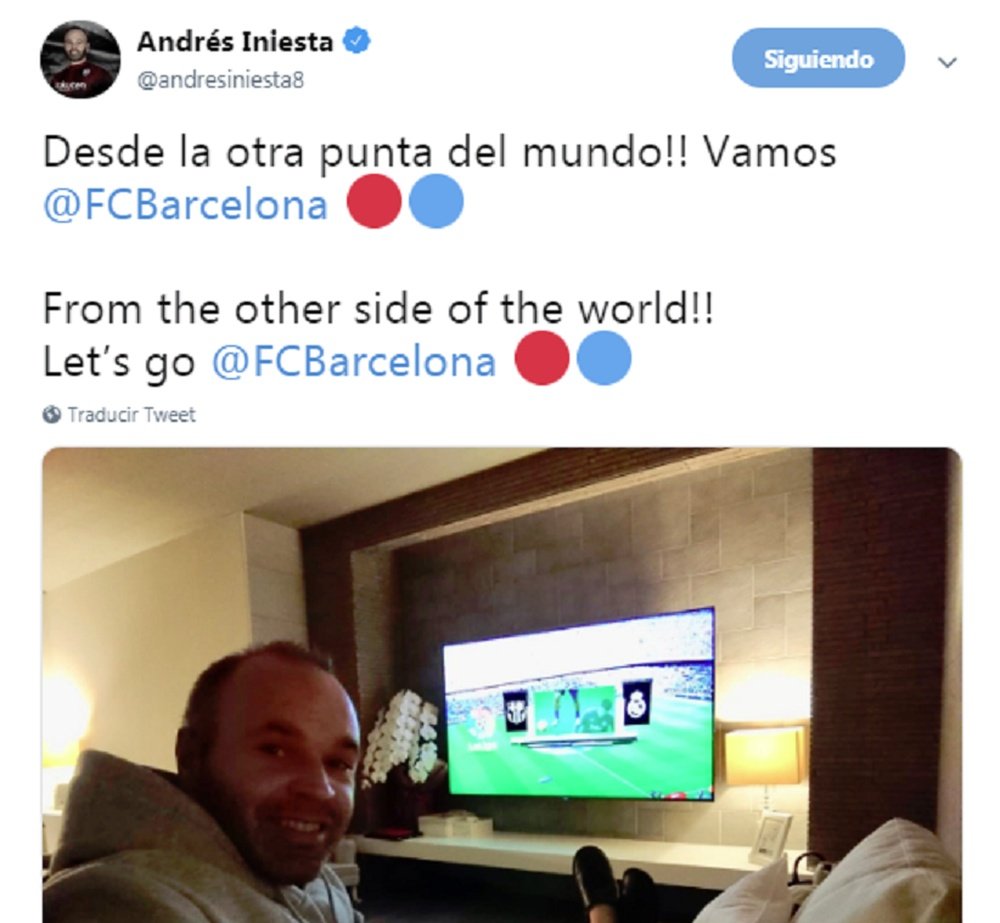 Iniesta a envoyé son soutien au Barça. Twitter/AndrésIniesta