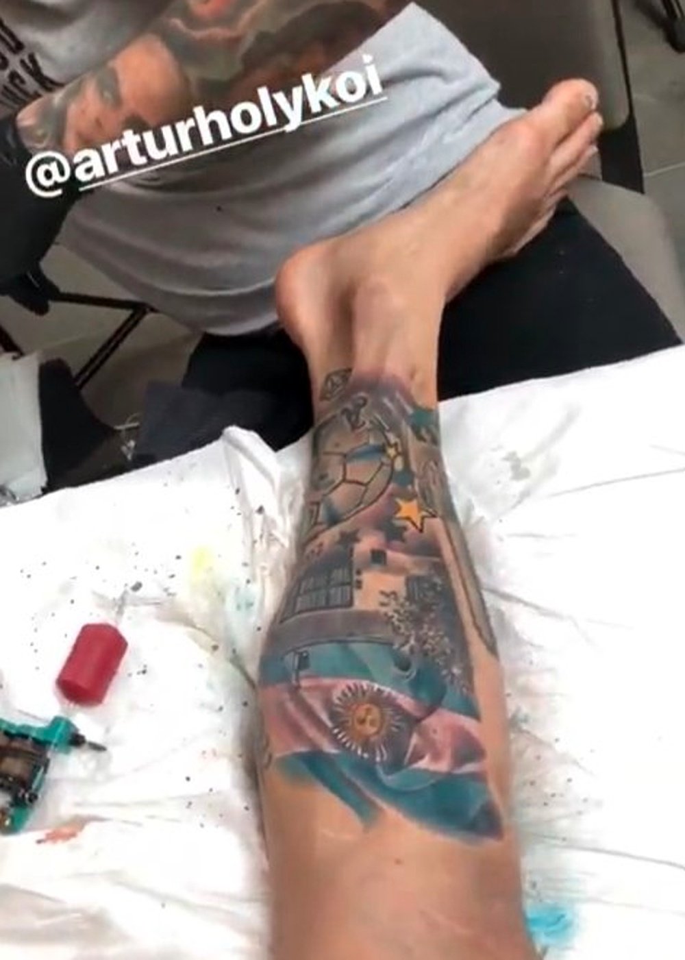 Di María añadió un nuevo tatuaje a su cuerpo. Instagram/DiMaría