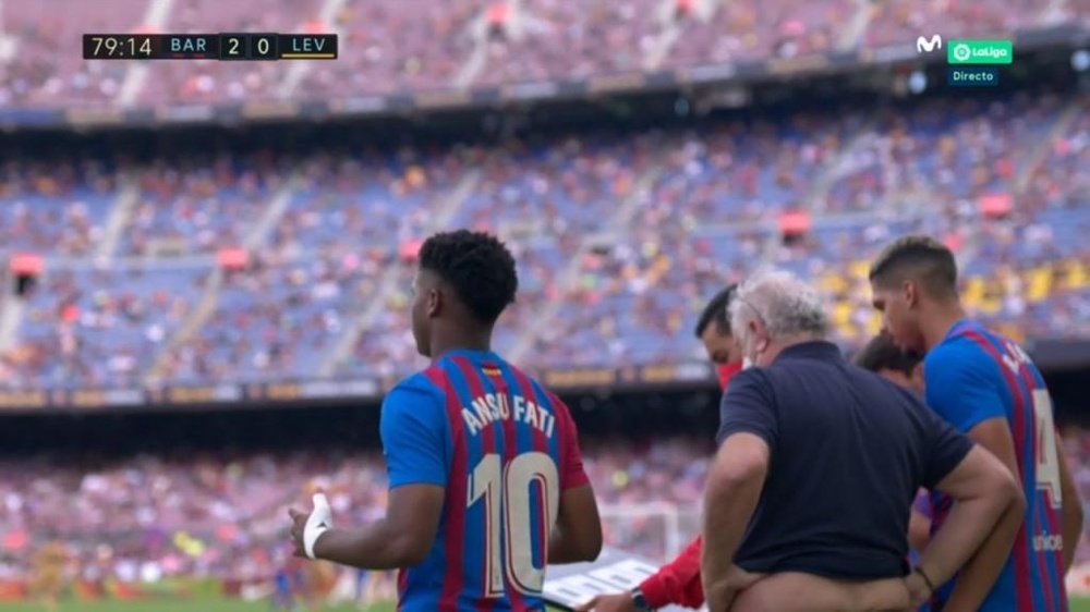 Ansu Fati volvió a jugar con el Barcelona.  Captura/MovistarLaLiga