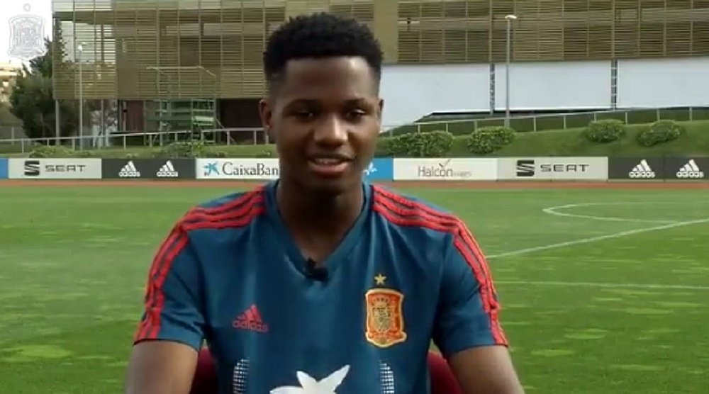 Ansu Fati, orgulloso de estar con España. Captura/SeFutbol