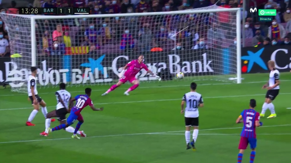 Así hizo el tanto Ansu Fati. Captura/MovistarLaLiga
