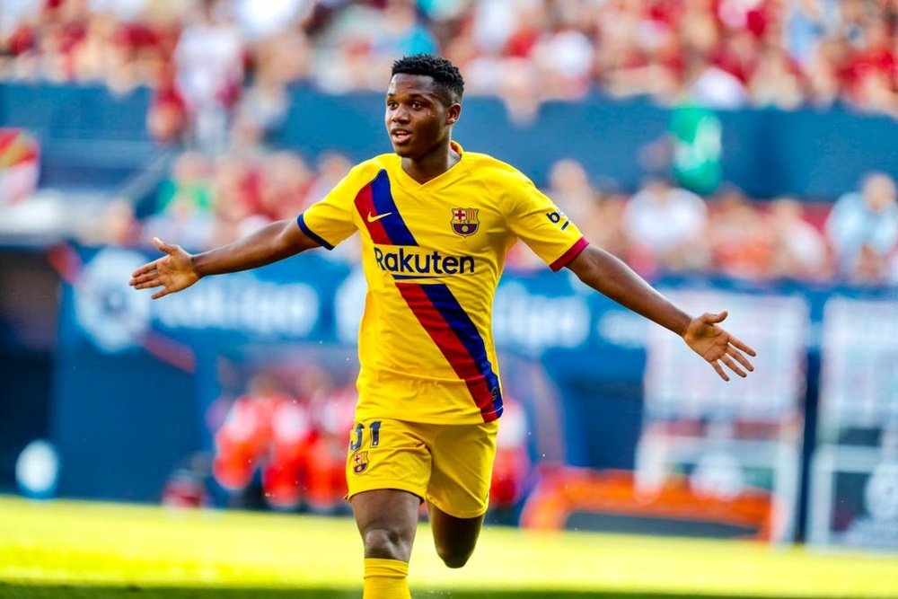 Ansu Fati, the youngest player to ever score for Barça . FCBarcelona