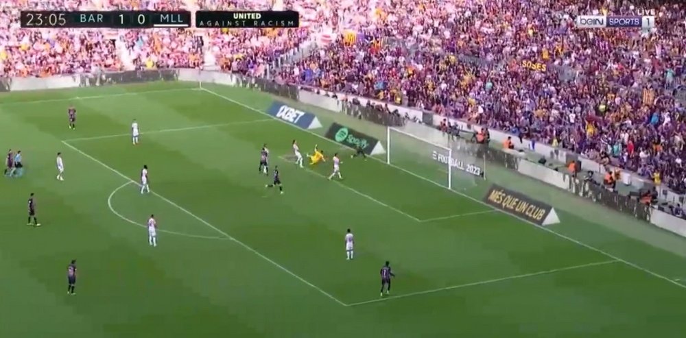 Ansu Fati struck twice and gave Barcelona lead ahead of the break. Screenshot/BeinSports