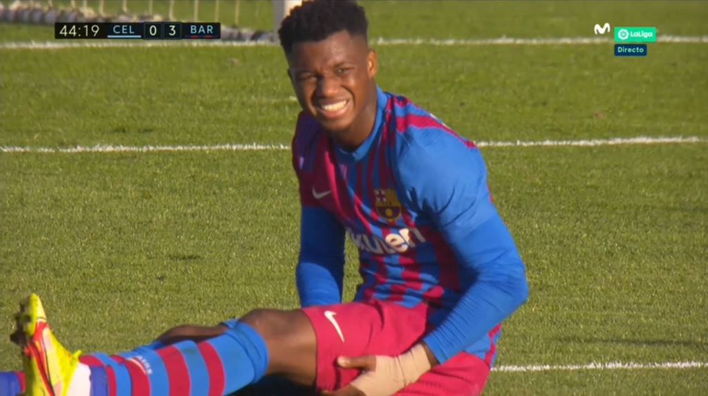 Ansu Fati injured again after pulling hamstring before half-time!