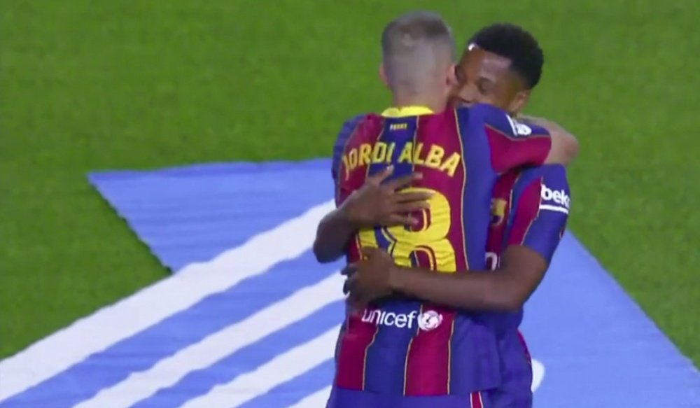 Fati scored two for Barcelona. Screenshot/MovistarLaLiga
