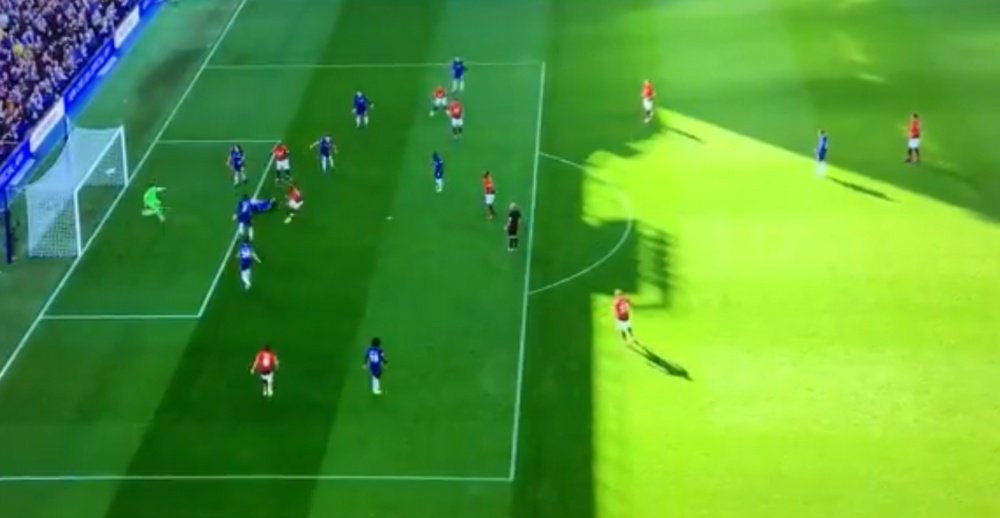 Martial reacted first to rattle home the loose ball. Screenshot