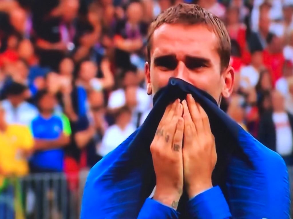 Griezmann was reduced to tears by the win. Screenshot/Tele5