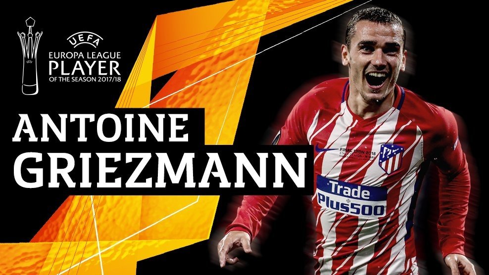 Griezmann se impone a Payet y Godín: mejor jugador de la Europa League 2017-18. UEFA