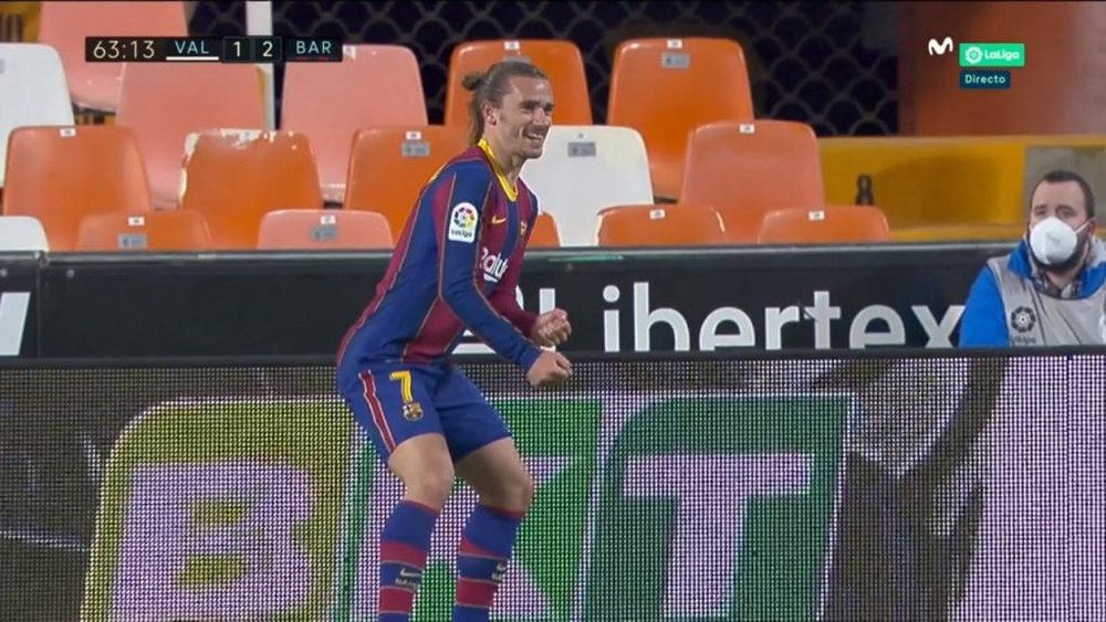 Griezmann dio la vuelta al partido con un gol de '9'. Captura/MovistarLaLiga