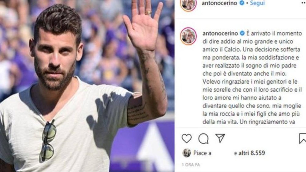Antonio Nocerino anuncia su retirada. Instagram/AntonioNocerino