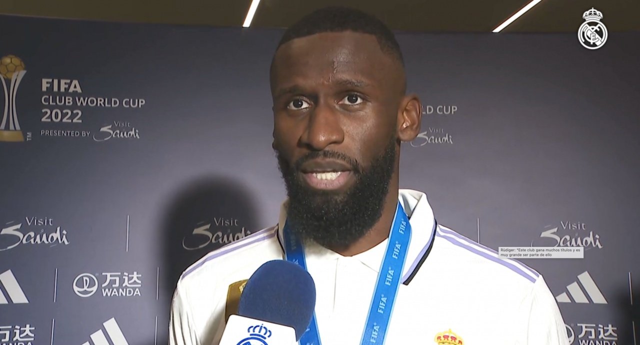 Rudiger praised his teammate Vinicius. Screenshot/RealMadridTV