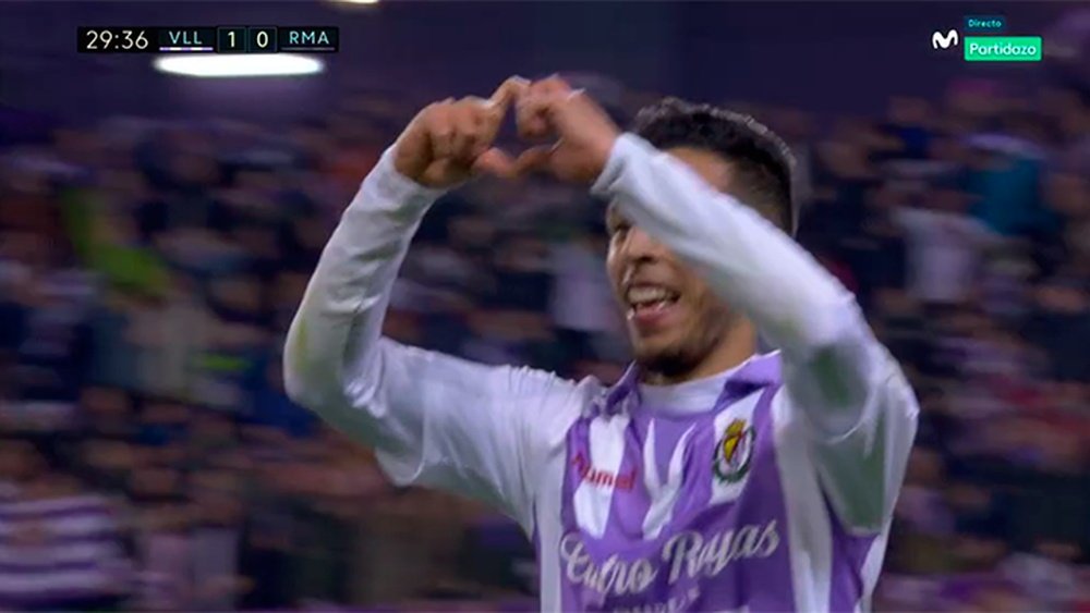 El Valladolid logró el gol a la cuarta. Captura/MovistarPartidazo