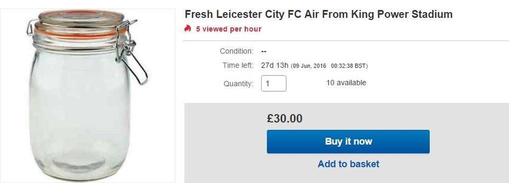 Leicester City air is being sold on Ebay. eBay
