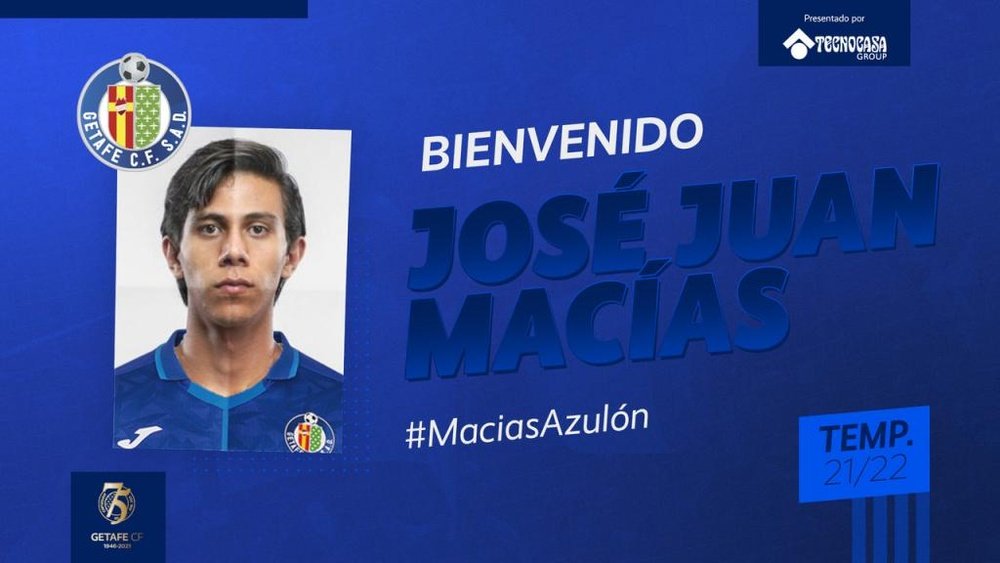 El Getafe anuncia la llegada de Macías. GetafeCF