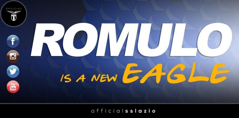 La Lazio obtuvo la cesión de Rómulo. Twitter/OfficialSSLazio