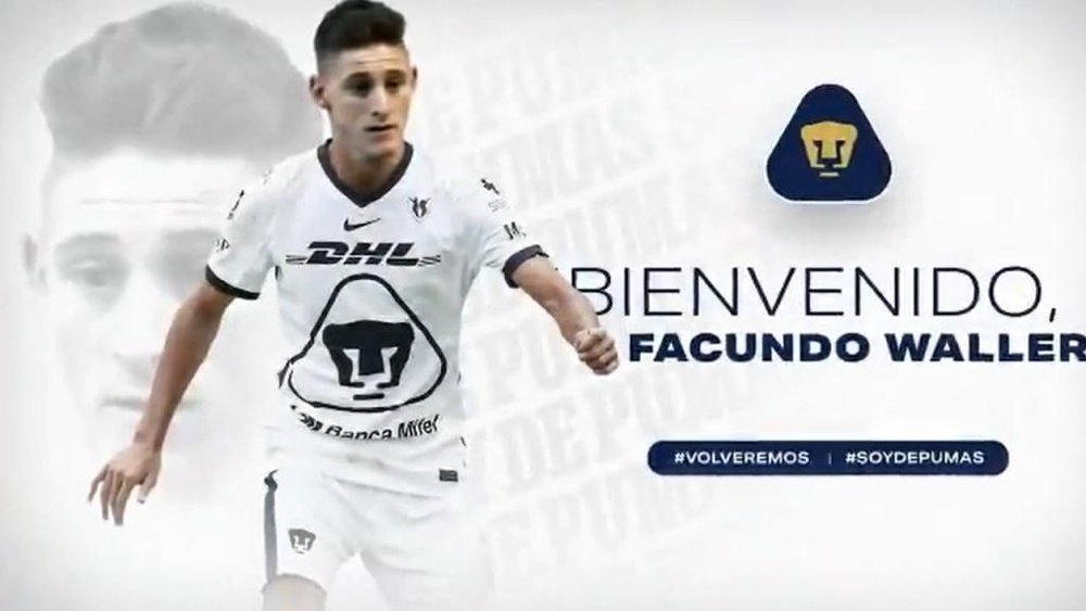 Facundo Waller ya es jugador de Pumas. Twitter/PumasMX