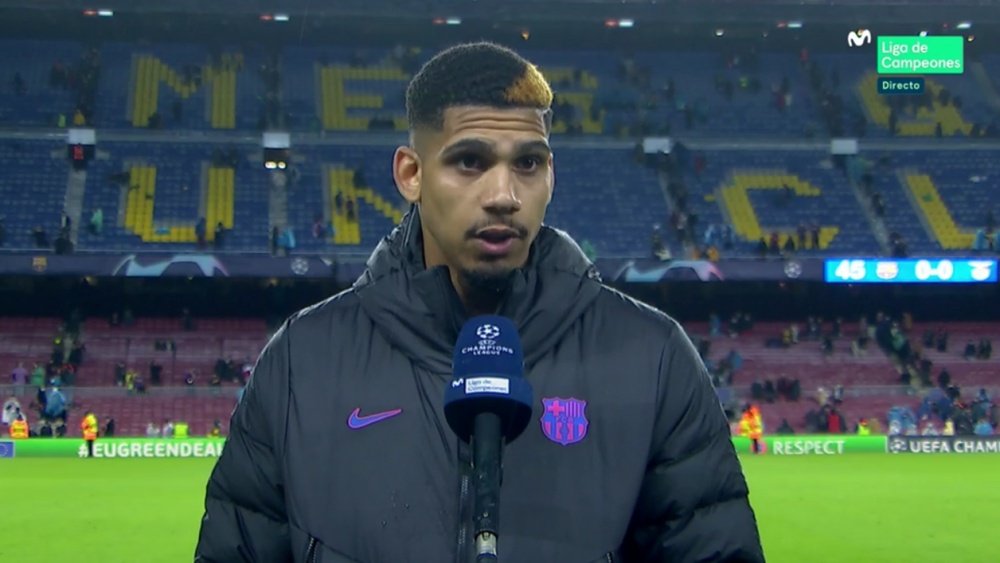 Araujo is still confident of Barca making the last 16. Screenshot/MovistarLigadeCampeones