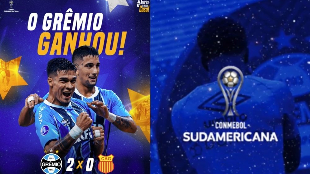 Arezo e Olivera garantem a vitória para o Grêmio. Captura @Grêmio