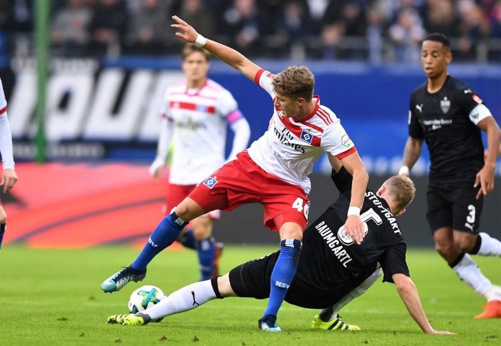 ARp, l'attaquant d'Hambourg, en plein match de Bundesliga. AFP