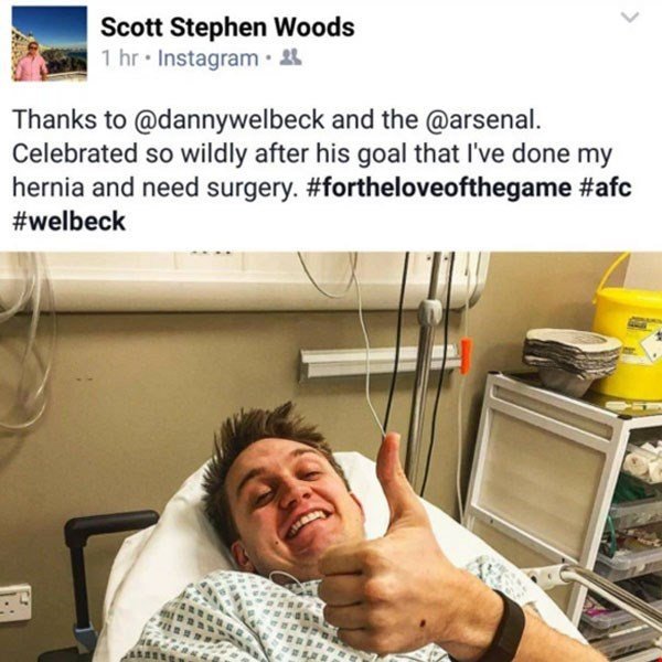 Arsenal fan ends up in hospital after Welbeck's late winner