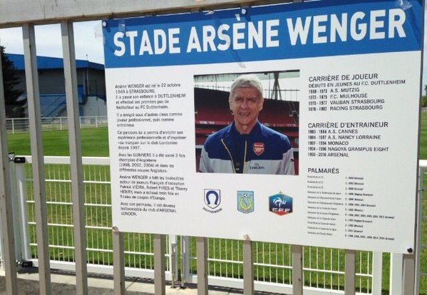 Arsene Wenger has had a stadium named after him near his birthplace in France. Twitter
