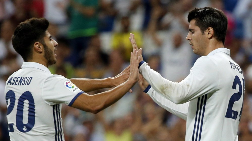 Asensio et Morata célèbrent un but avec le Real Madrid. EFE