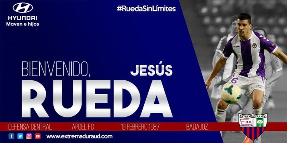 Así anunció el Extremadura el fichaje de Jesús Rueda. Twitter/EXT_UD