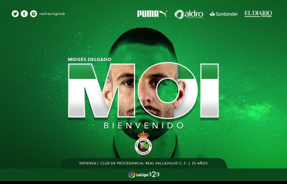 Así anunció el Racing la llegada de Moi, procedente del Valladolid. Twitter/RealRacingClub