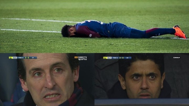 ¡Las caras del pánico en el PSG tras la lesión de Neymar!
