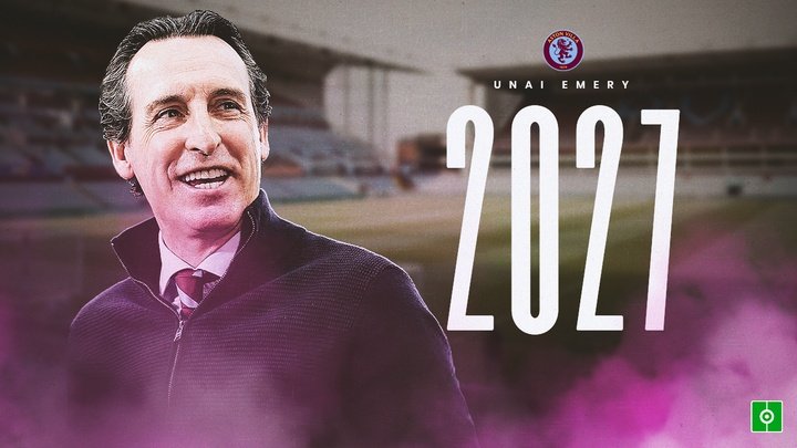 Aston Villa manager Unai Emery has extended his contract until 2027. AFP