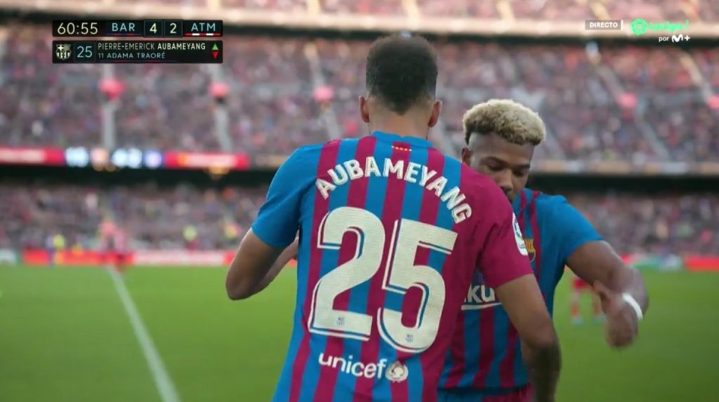 Y llegó el turno de Aubameyang. Captura/MovistarLaLiga