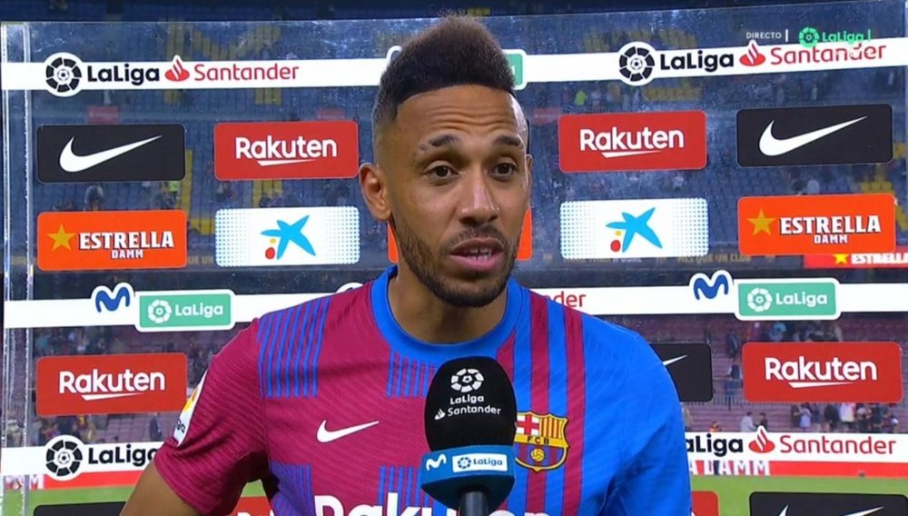 Aubameyang deseó la continuidad de Dembélé. Captura/MovistarLaLiga