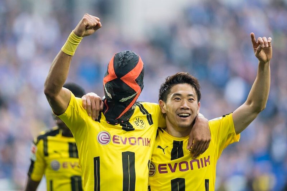 Con esta máscara celebró Aubameyang el gol ante el Schalke. @Aubameyang7