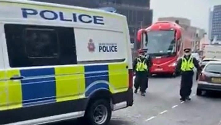 Liverpool bus blocked as Man Utd fans protest outside Old Trafford