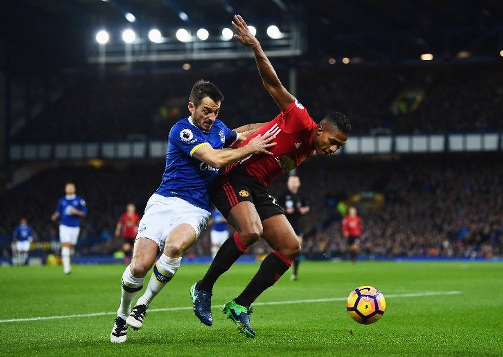 Baines (L) equalised late on from the panlty spot. EvertonFC