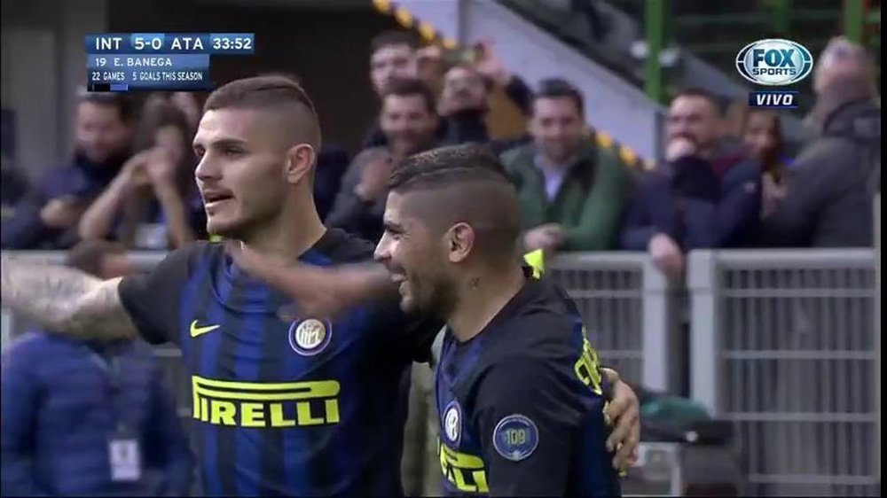 Icardi and Banega both got hat-tricks. FOX