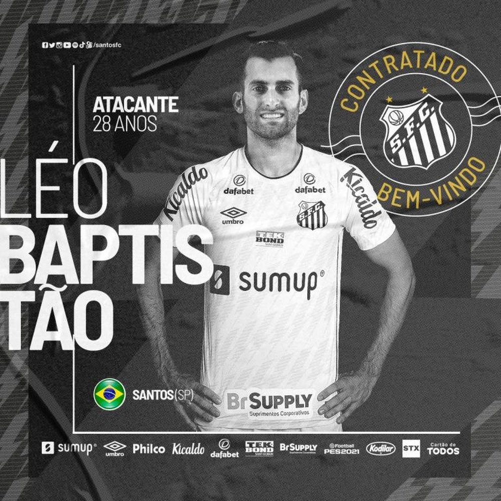 Baptistao firma por Santos y regresa a su casa. Twitter/SantosFC