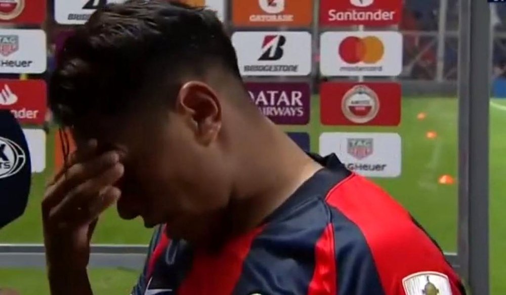 Barrios se emocionó tras su gol. Captura/FoxSportsArg