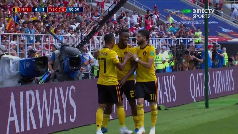 Batshuayi, autor del quinto tanto belga. Twitter/DIRECTVSports